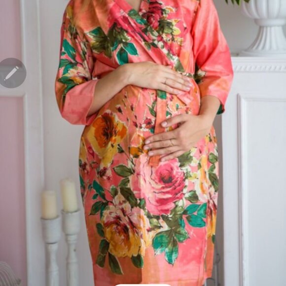 Floral coral robe - Picture 6 of 6